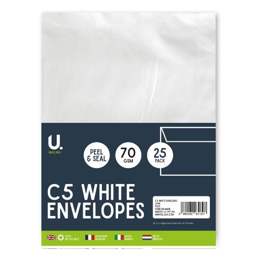 White envelopes 25 - c5,