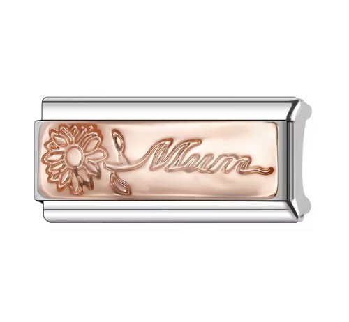 Rose gold mum double - rose, charm