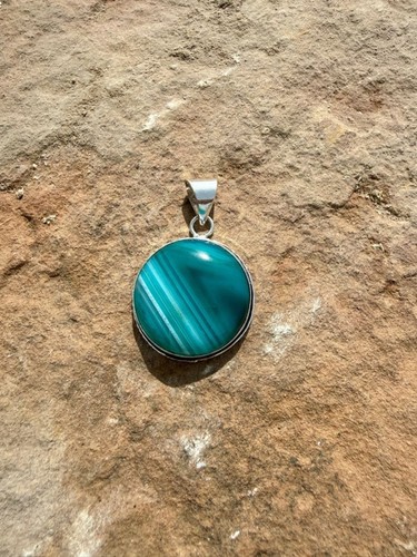 Silver 925 round malachite - silver,