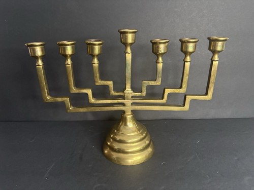 Vintage solid brass menorah - vintage,