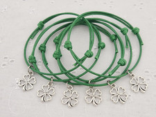 6 FOUR LEAF CLOVER BRACELETS IRISH HEN PARTY GOOD LUCK PARTY BAG SHAMROCK FAVORS