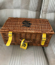 Selfridges Hamper Wicker Basket - Yellow Buckles and Selfridges Tag with box