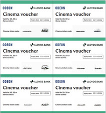 6 x Odeon Cinema Tickets for 2D, 3D and iSense Screenings - Exp 22/11/2026