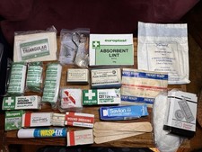 Vintage First Aid Kit in Lloyds Bank Bag Retro Bandages Dressings Medical Lot 