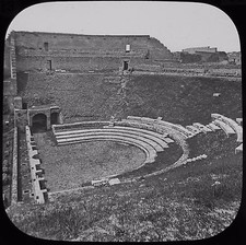 Glass Magic Lantern Slide POMPEII THE LARGE THEATRE C1890 VICTORIAN PHOTO ITALY 