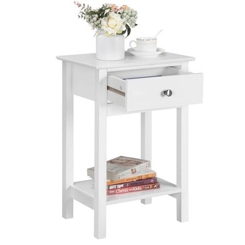 White bedside table - bedside, wooden