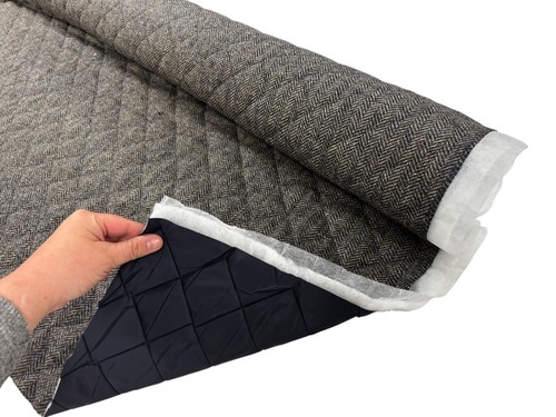 Quilted herringbone wool - quilted,