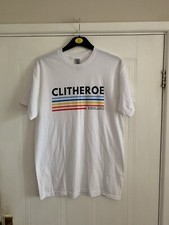 Clitheroe England Stripped T-shirt Med 100% Heavy Cotton Gildan Good Condition