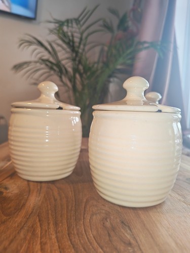 Set cream ribbed ceramic - of,