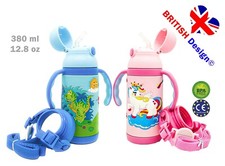 3 in 1 Unicorn Kids Water Bottle Flask Straw Vacuum Insulated Leak Proof Compact