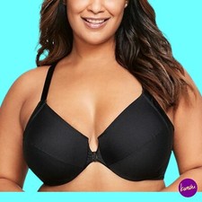 GLAMORISE Full Figure Front-Closure Smoothing Wonderwire Bra, Black, UK 42DD
