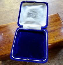 antique Edwardian art deco purple velvet jewellery box earrings pin brooch -572