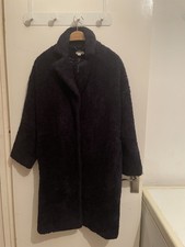 WHISTLES TEDDY BOUCLE POPPER BUTTON COAT SIZE M  blue 