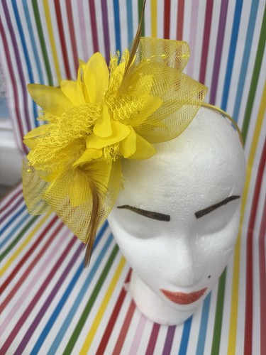 Canary yellow fascinator - yellow,