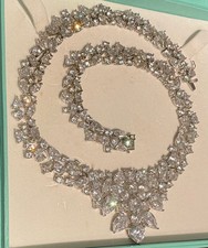 DIAMONIQUE CUBIC ZIRCONIA QVC 925 ARTICULATED NECKLACE, WEDDING, PROM, WORN ONCE