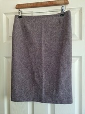 Johnstons Of Elgin Wool Knee Length Pencil Skirt Purple Mix Tweed Size UK 10