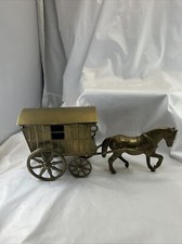 Brass Horse & Carriage Gypsy Wagon Caravan  Opening Top Needs Polishing Vntg