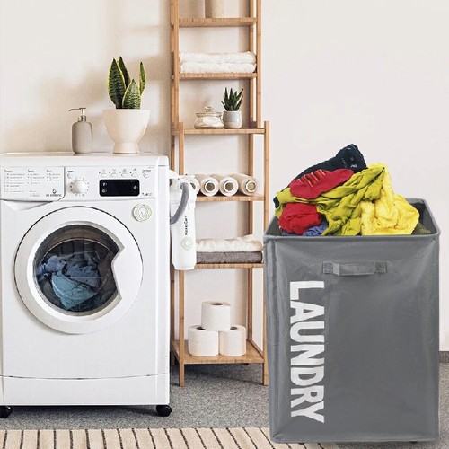 Grey laundry basket wheels - basket,