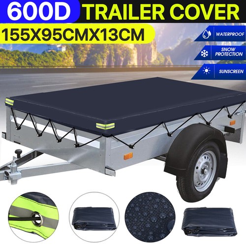 Blue trailer cover with - trailer, bungee
