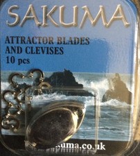 SAKUMA ATTRACTOR BLADES & CLEVISES SILVER - 10 PACK - SEA FISHING TACKLE