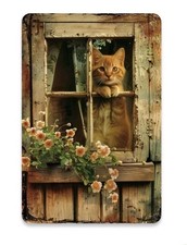Cat Peeking Window Metal Wall