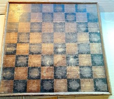 Vintage wooden DRAUGHTS/CHESS BOARD 43x42cm