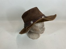 Jacaru Australian Leather Bush Hat Brown Suede Medium Outback Style