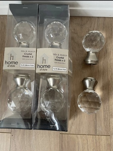 Pair crystal finials - crystal,