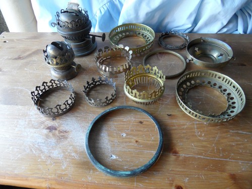Vintage brass oil lamp parts - brass,