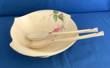 Royal Winton Grimwades "Tiger Lily" Ceramic Salad Bowl and Server Set 1950s.