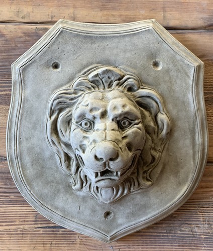 Stone garden lion shield - garden,