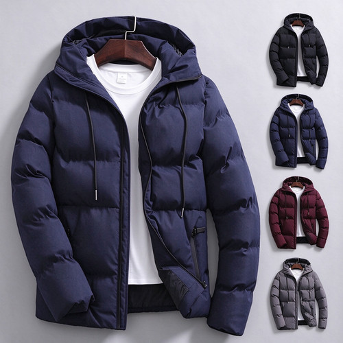 Men hooded puffer jacket zip - jacket,