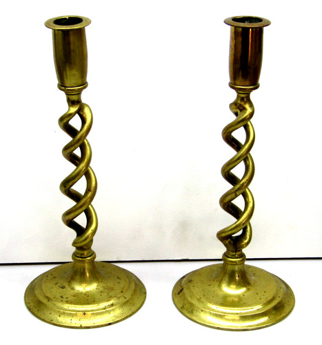 Pair vintage brass - pair, candles