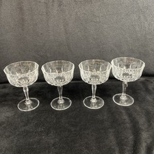 Set of 4 Vintage English Cut Crystal Champagne or Cocktail Coupe Glasses 5 1/4"