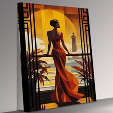 Art Deco Woman Sunset Canvas
