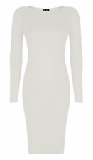 WOMENS LADIES LONG SLEEVE MIDI DRESS STRETCH BODYCON PLAIN JERSEY MAXI PLUS size