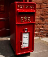 Metal post box bright - metal, red
