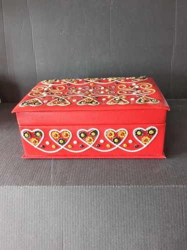 Vintage red leather hinged - vintage,