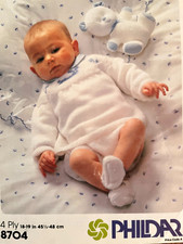 Phildar  4 ply knitting pattern No:8704 size 18-19in 451/2-48cm Babies knitting 