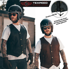 Mens Real Leather Waistcoat Motorbike Motorcycle Biker Genuine Gillet Vest Cut