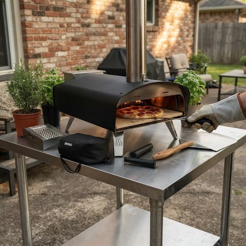 Portable wood pellet pizza - pellet,