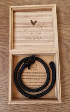 PIG & HEN SALTY STEVE BRACELET, SIZE M/L, BLACK & BLUE, BRANDED CLASP, BOXED