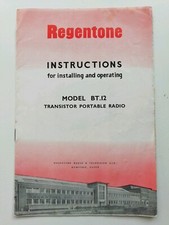 REGENTONE Instructions Model BT.12 Transistor Portable Radio
