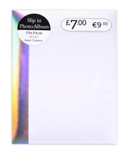 6" x 4" Slip In Photo Album Holds 72 Photos Photographs White Silver Iridescent