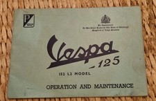 Vespa 125 152 L2 model operation and maintenance booklet 1950's/60's