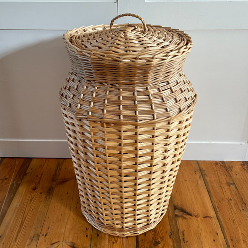 Large cylinder basket woven - large,
