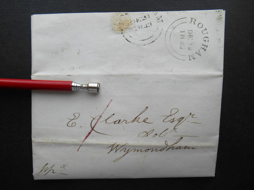 1843 rougham norfolk postmark - rougham,