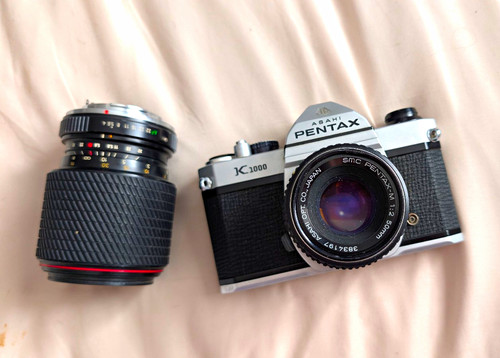 Pentax k1000 silver 35mm film - silver,