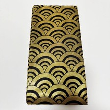 Golden & Black Wave Pattern Obi Sash Half-Width Used