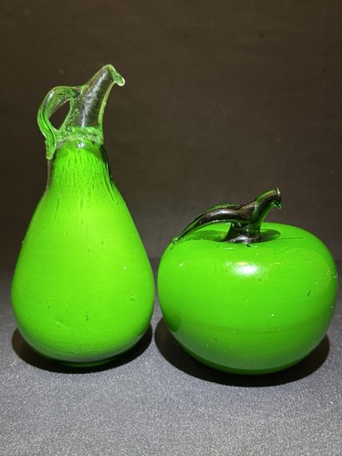 Green glass apple - glass,